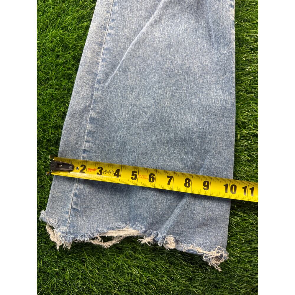 AE Next Level Ripped Super High-Waist Flare Jeans Women's 12 Blue Denim Stretch - Picture 13 of 16